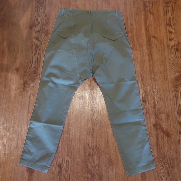 *Womens Nili Lotan Olive Green Tape Trim Drop Crotch Flat Front Paris Pants 2 - Picture 8 of 11